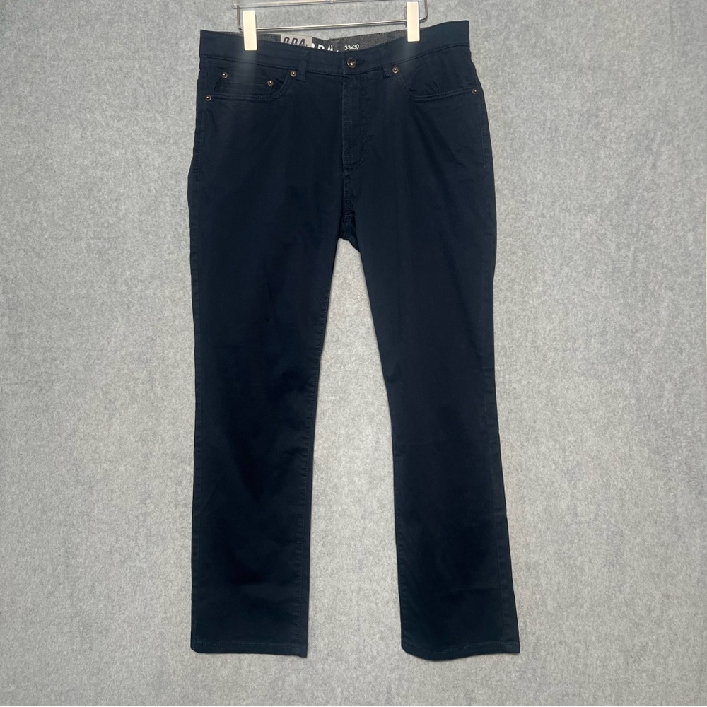 One Day Away Mens Navy Blue Regular Fit Stretch Sateen 5 Pocket Pant NWT 33X30